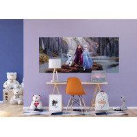 Detská fototapeta DISNEY - FROZEN - Elsa, Anna a Olaf na horách - 202x90 cm