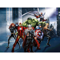 Detská fototapeta MARVEL - Hrdinovia Avengers v uliciach mesta - 360x270 cm