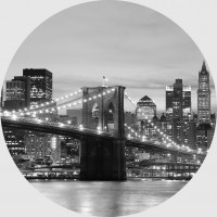 Moderné fototapety - Brooklynský most v noci - guľatá - 140 cm