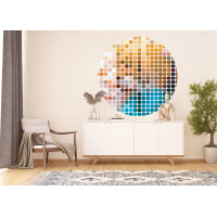 Moderné fototapety - Farebná geometria - guľatá - 140 cm