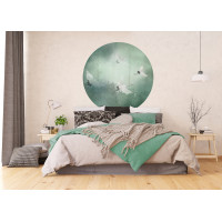 Moderné fototapety - Letiace žeriavy - guľatá - 140 cm
