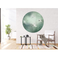 Moderné fototapety - Letiace žeriavy - guľatá - 140 cm