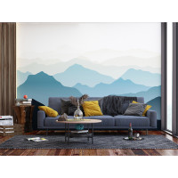 Moderné fototapety - Modré hory v hmle - 360x270 cm