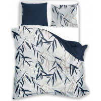 Saténové obliečky ELEGANT Bamboo - biele / tmavo modré - 160x200 cm