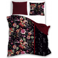 Saténové obliečky ELEGANT Baroque - čierne / tmavo červené - 160x200 cm