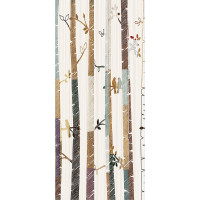 Moderné fototapety - Vtáčiky na stromoch - 90x202 cm