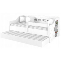 Detská posteľ s prístelkou LULLU 160x80cm - HROŠÍK INDIÁN - biela