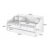 Detská posteľ s prístelkou LULLU 160x80cm - DIVOKÉ ZVIERATÁ - biela