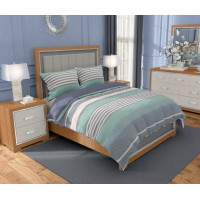 Flanelové obliečky Stripes - fialové/tyrkysové - 160x200 cm