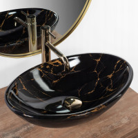Keramické umývadlo Rea PAMELA BLACK MARBLE SHINY - imitácia čierneho mramoru - lesklé