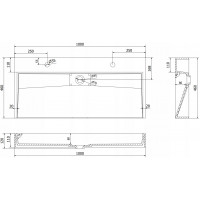 Umývadlo z liateho mramoru MEXEN AVA 100 cm - s otvorom pre 2 batérie - biele, 23011002