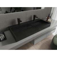 Umývadlo z liateho mramoru MEXEN AVA 100 cm - s otvorom pre 2 batérie - čierne, 23011072