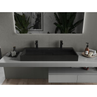 Umývadlo z liateho mramoru MEXEN AVA 100 cm - s otvorom pre 2 batérie - čierne, 23011072