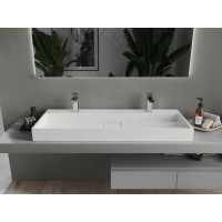 Umývadlo z liateho mramoru MEXEN AVA 120 cm - s otvorom pre 2 batérie - biele, 23011202