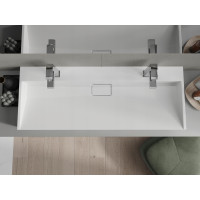 Umývadlo z liateho mramoru MEXEN AVA 120 cm - s otvorom pre 2 batérie - biele, 23011202