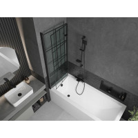 Vaňová zástena MEXEN CASTOR 120x150 cm - čierna - číre sklo s čiernou mriežkou, 892-120-002-70-77