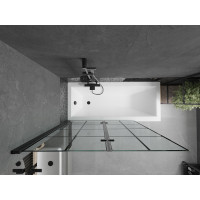 Vaňová zástena MEXEN CASTOR 120x150 cm - čierna - číre sklo s čiernou mriežkou, 892-120-002-70-77