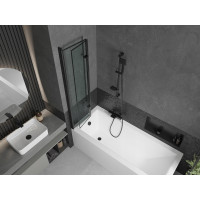 Vaňová zástena MEXEN CASTOR 80x150 cm - čierna - číre sklo s čiernym rámom, 892-080-002-70-70