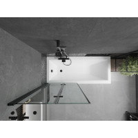 Vaňová zástena MEXEN CASTOR 80x150 cm - čierna - číre sklo s čiernym rámom, 892-080-002-70-70