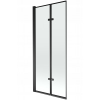 Vaňová zástena MEXEN CASTOR 80x150 cm - čierna - číre sklo s čiernym rámom, 892-080-002-70-70