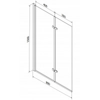 Vaňová zástena MEXEN CASTOR 80x150 cm - čierna - mliečne sklo, 892-080-002-70-30