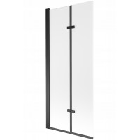 Vaňová zástena MEXEN CASTOR 80x150 cm - čierna - mliečne sklo, 892-080-002-70-30