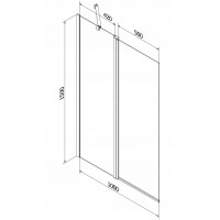 Vaňová zástena MEXEN FLIP 100x150 cm - čierna - číre sklo, 894-100-101-70-00