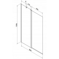 Vaňová zástena MEXEN FLIP 80x150 cm - čierna - číre sklo, 894-080-101-70-00