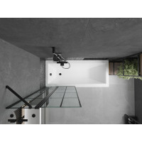 Vaňová zástena MEXEN FLIP 80x150 cm - čierna - číre sklo s čiernou mriežkou, 894-080-101-70-77