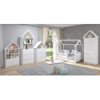 Detská domčeková posteľ so šuplíkom LITTLE HOUSE - biela - 160x80 cm
