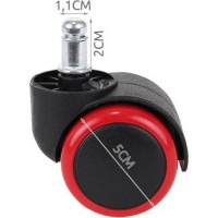 Kolieska kancelárske stoličky - 5 ks - červená