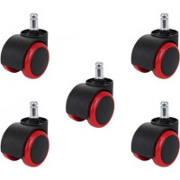 Kolieska kancelárske stoličky - 5 ks - červená