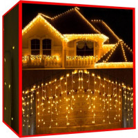 Vianočné dekoračné osvetlenie - cencúle 300 LED teplá biela