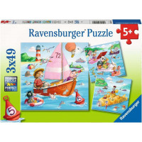 RAVENSBURGER Puzzle Zvieratká a vodné plavidlá 3x49 dielikov