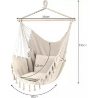 Béžové brazílske závesné hojdacie kreslo 130 x 97 cm