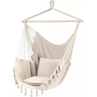 Béžové brazílske závesné hojdacie kreslo 130 x 97 cm