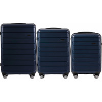 Moderné cestovné kufre BULK - set S+M+L - tmavo modré - TSA zámok