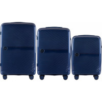 Moderné cestovné kufre DIMPLE - set S+M+L - tmavo modré - TSA zámok