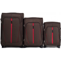 Moderné cestovné tašky STRIPE 2 - set S+M+L - kávovo hnedé