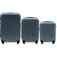 Moderné cestovné kufre FLAMENGO - set S+M+L - metalické modré