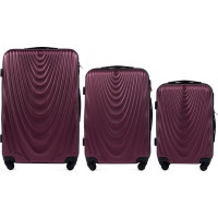 Moderné cestovné kufre CADERE - set S+M+L - vínovo červené