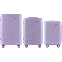 Moderné cestovné kufre WAY - set S+M+L - svetlo fialové - TSA zámok