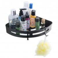 Rohová závesná hliníková polička - CORY - čierna