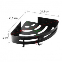 Rohová závesná hliníková polička - CORY - čierna