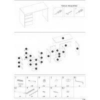 Písací stôl GATE so šuplíkmi - antracitový/dub wotan