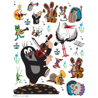 Detská samolepka na stenu - Krtko hrá na husle - 65x85 cm