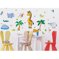 Detská samolepka na stenu - Zvieratká z džungle - 65x85 cm