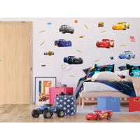 Detská samolepka na stenu - DISNEY - Autá - pripravení na závod - 65x85 cm