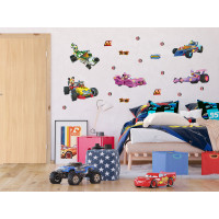 Detská samolepka na stenu - DISNEY - Mickey Mouse - pretekári - 65x85 cm