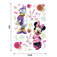 Detská samolepka na stenu - DISNEY - Minnie a Daisy v kvetoch - 42,5x65 cm